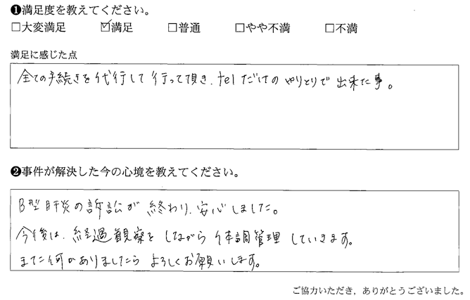 全ての手続きを代行して行って頂き、telだけのやりとりで出来た事