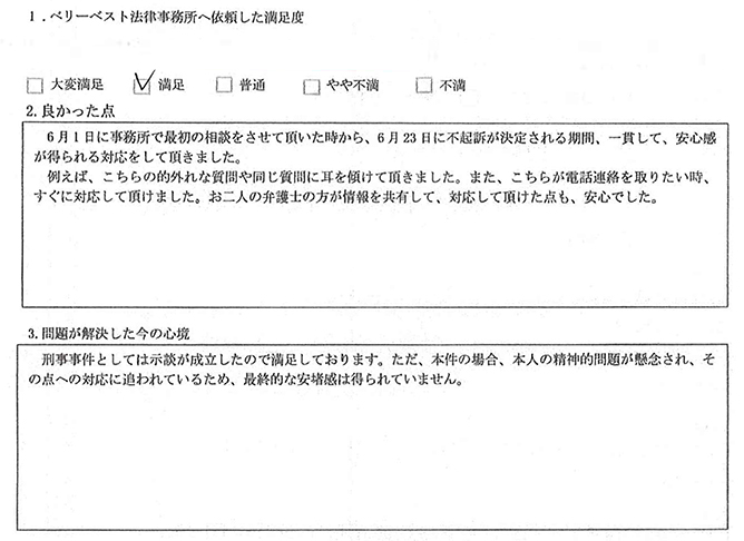 示談が成立し満足しております