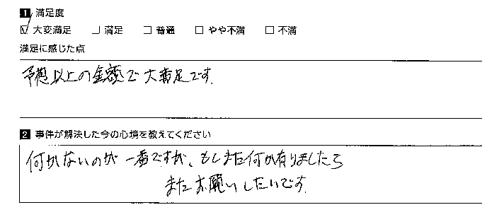 予想以上の金額で解決できました