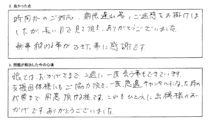 おかげさまで娘とは2週に1度会う事ができています