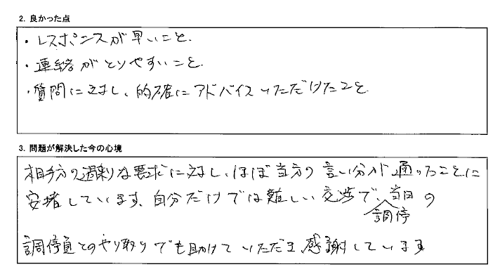 自分だけでは難しい交渉も助けていただき感謝しています