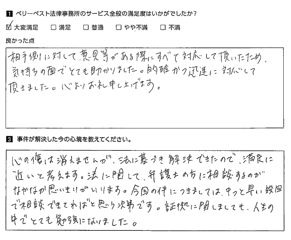 的確かつ迅速に対応して頂きました